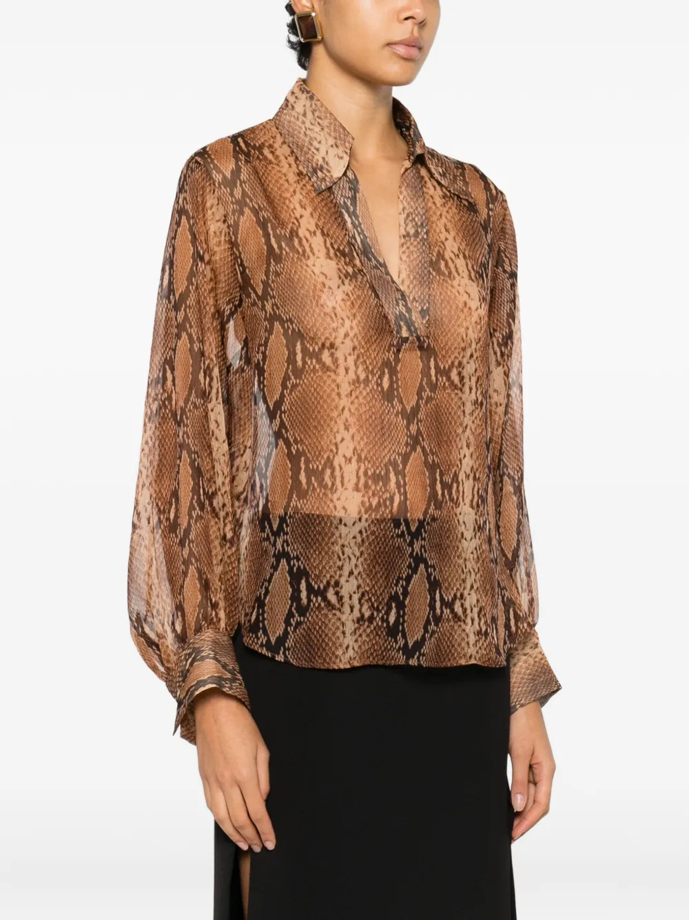 NINA 14.7 Top met slangenprint Beige