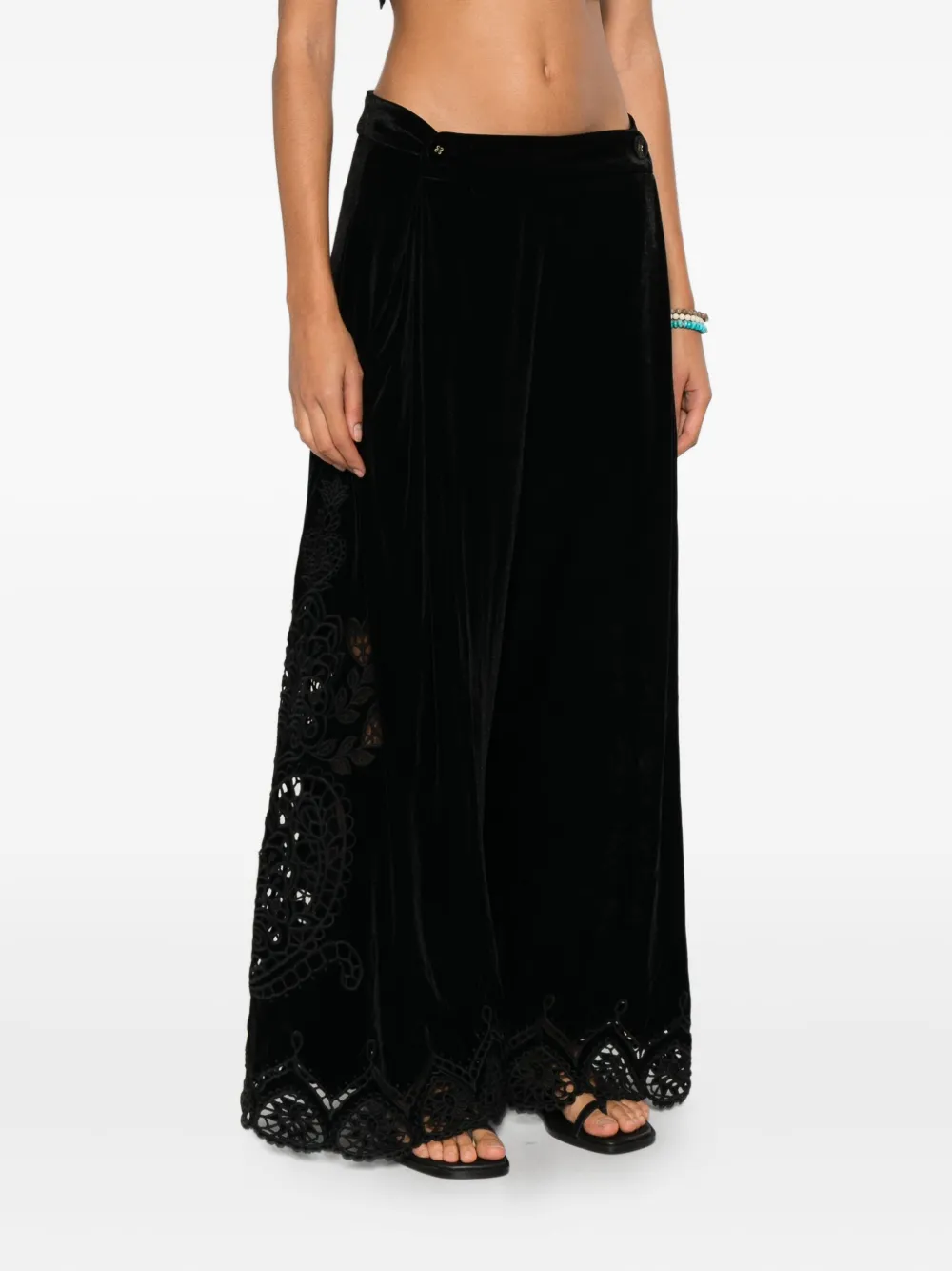 Farm Rio Lace Panel Trousers In Black