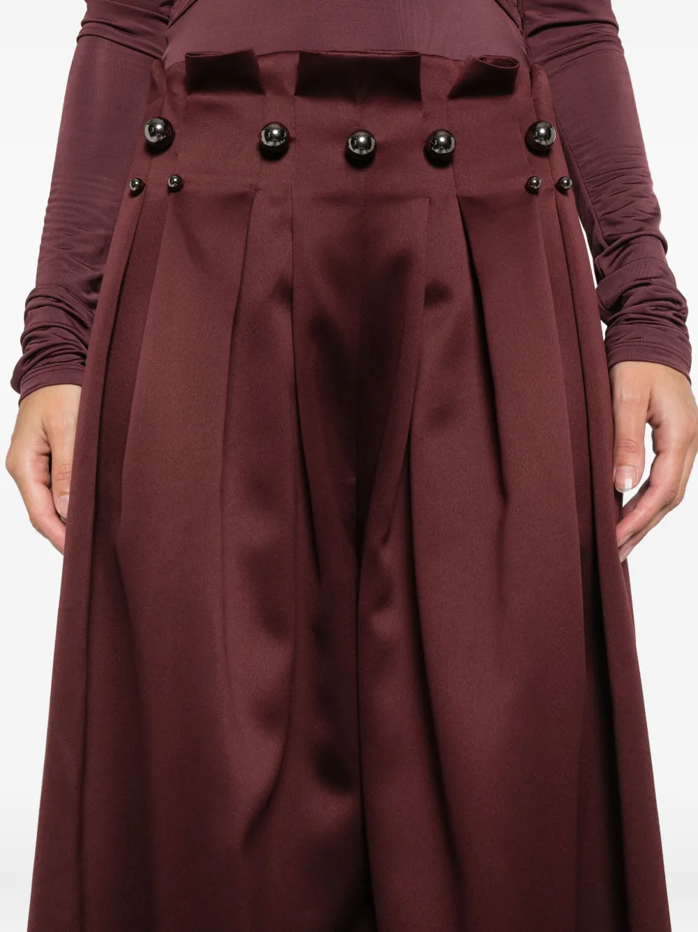 Rosanna Ocampo Boom Boom Pleated Trousers In Burgundy