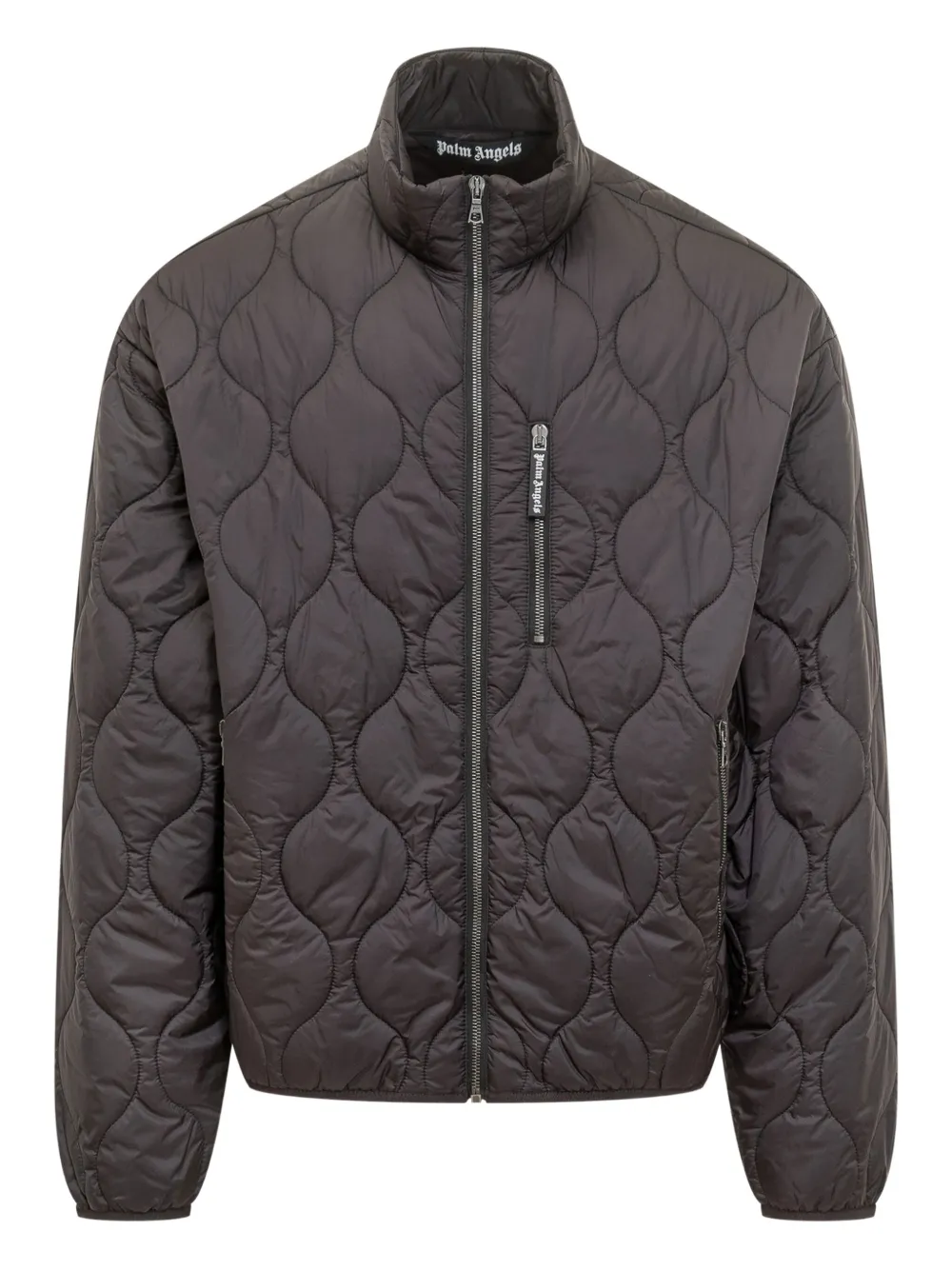 Palm Angels curved logo quilted jacket - Grigio