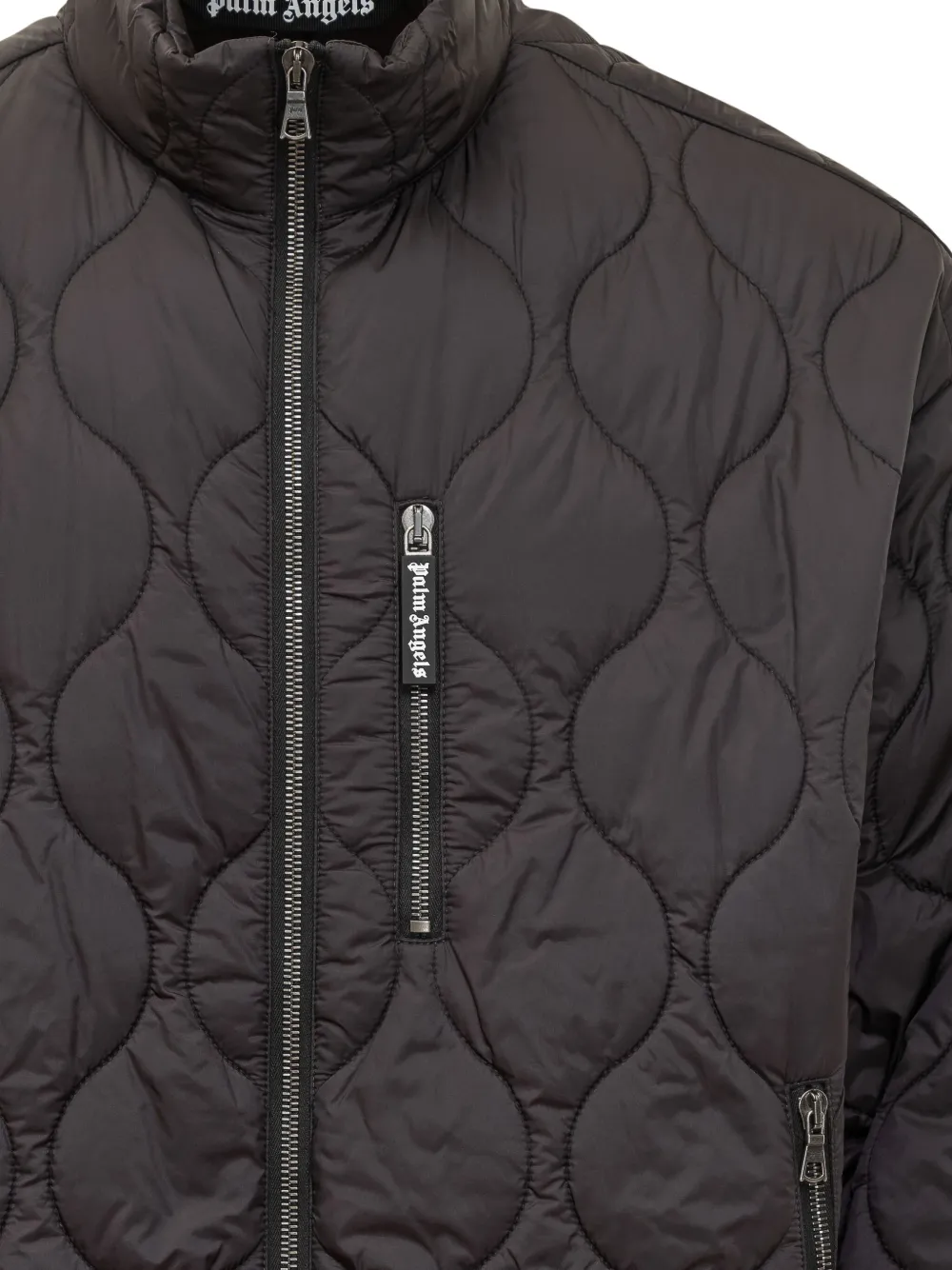 Palm Angels Gewatteerd jack met gewelfd logo Grijs