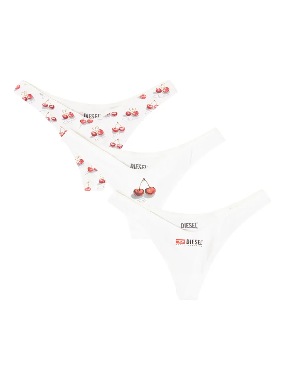 Diesel logo cherry thongs (set of three) - Bianco