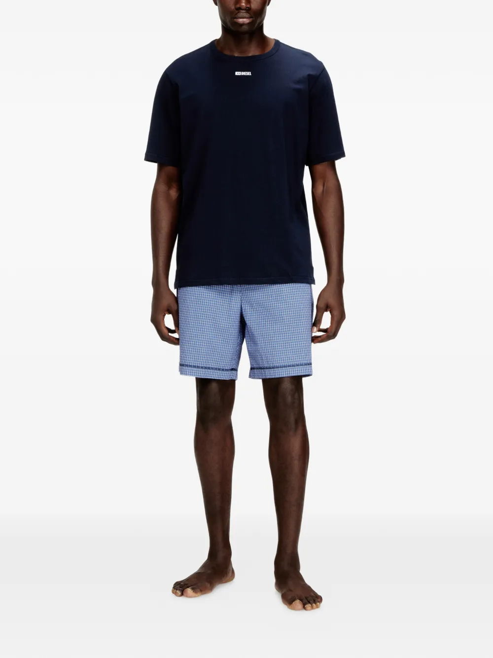 Diesel logo-detail check-pattern pajama set | Image 2