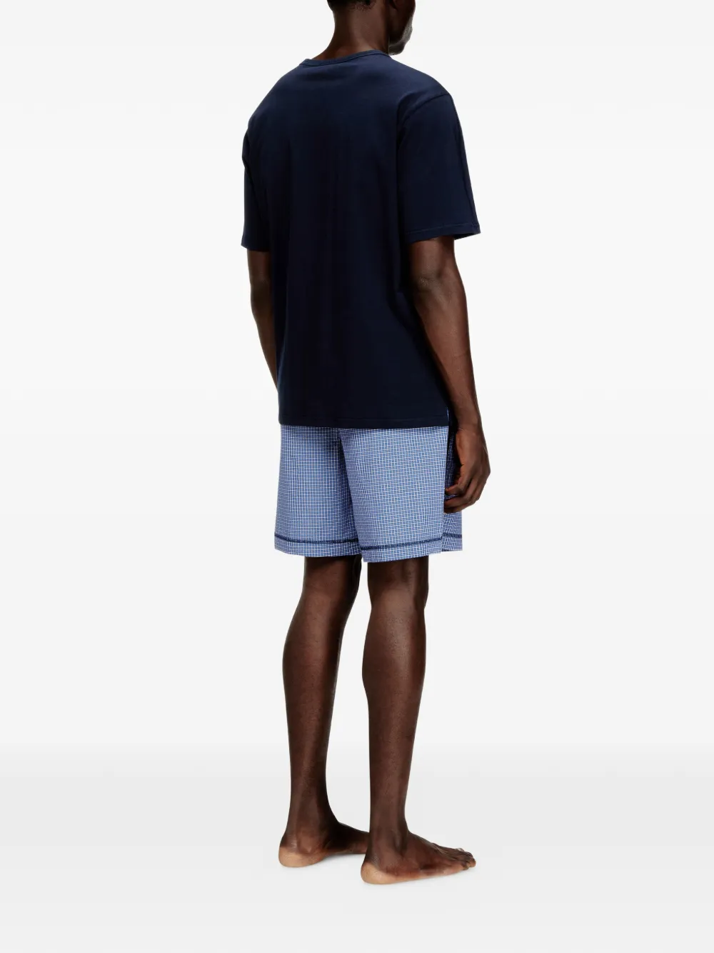  Diesel Logo-detail Check-pattern Pajama Set - Blue 
