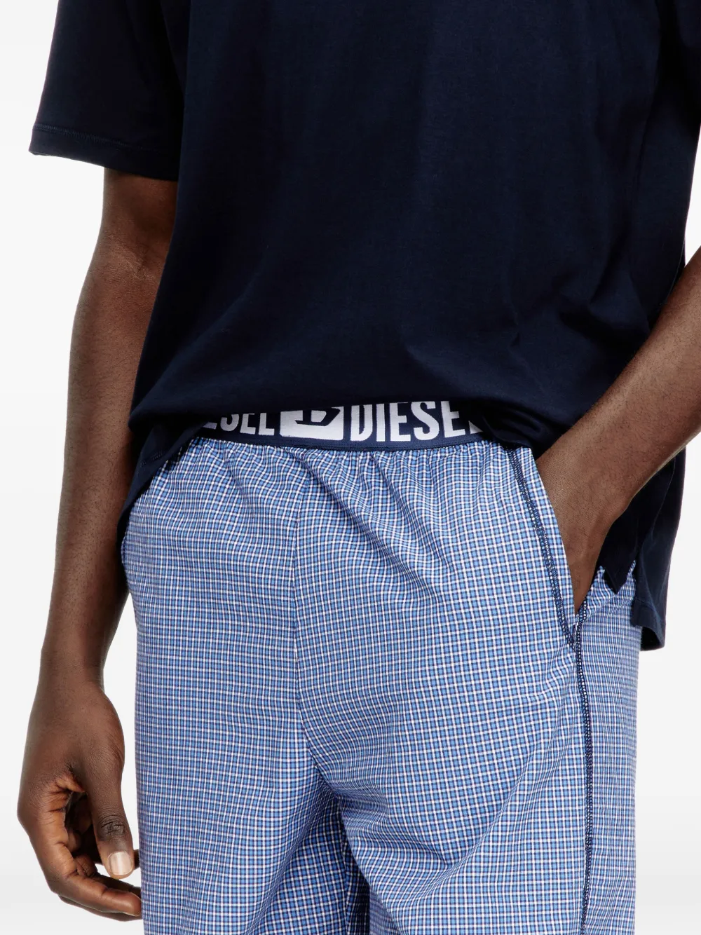 Diesel Geruite pyjama met logodetail Blauw