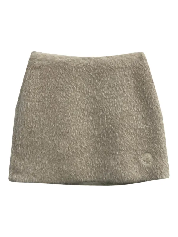 Moncler Fluffy Logo Patch Skirt in Neutrals