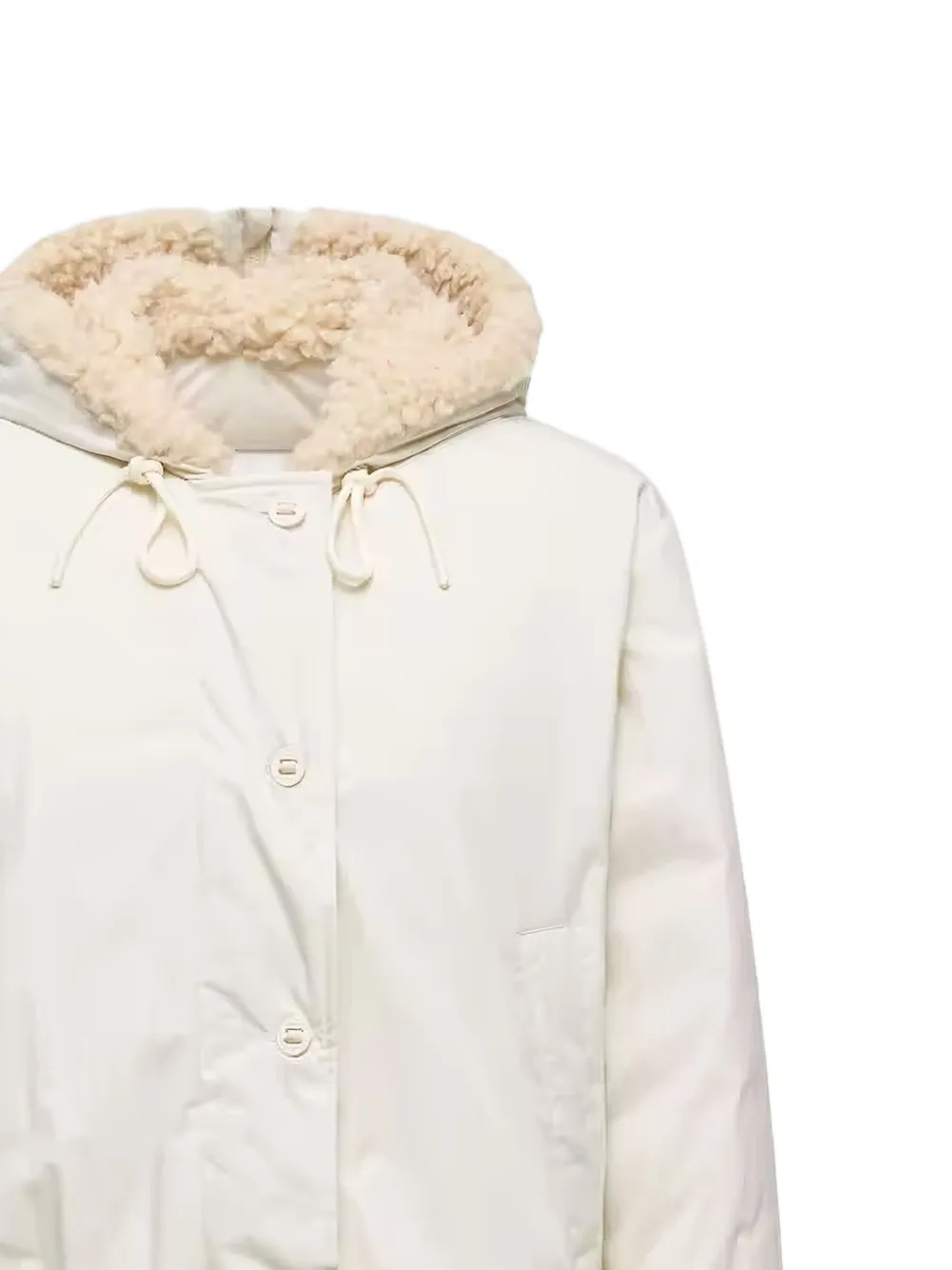 Moncler Nisiro Teddy-trimmed Hooded Short Down Jacket In White