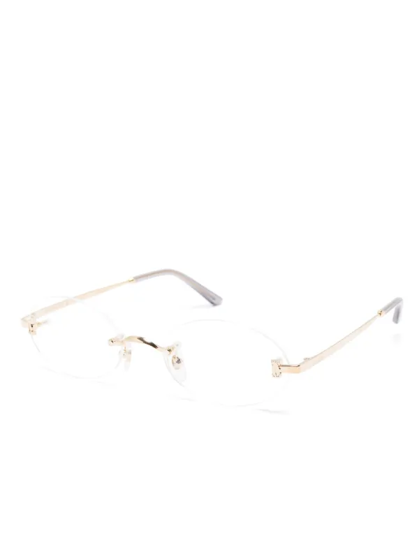 Cartier Eyewear オーバルメガネフレーム | イエロー | FARFETCH JP