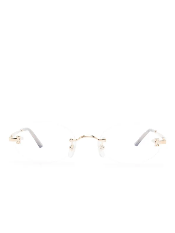 Cartier Eyewear オーバルメガネフレーム | イエロー | FARFETCH JP