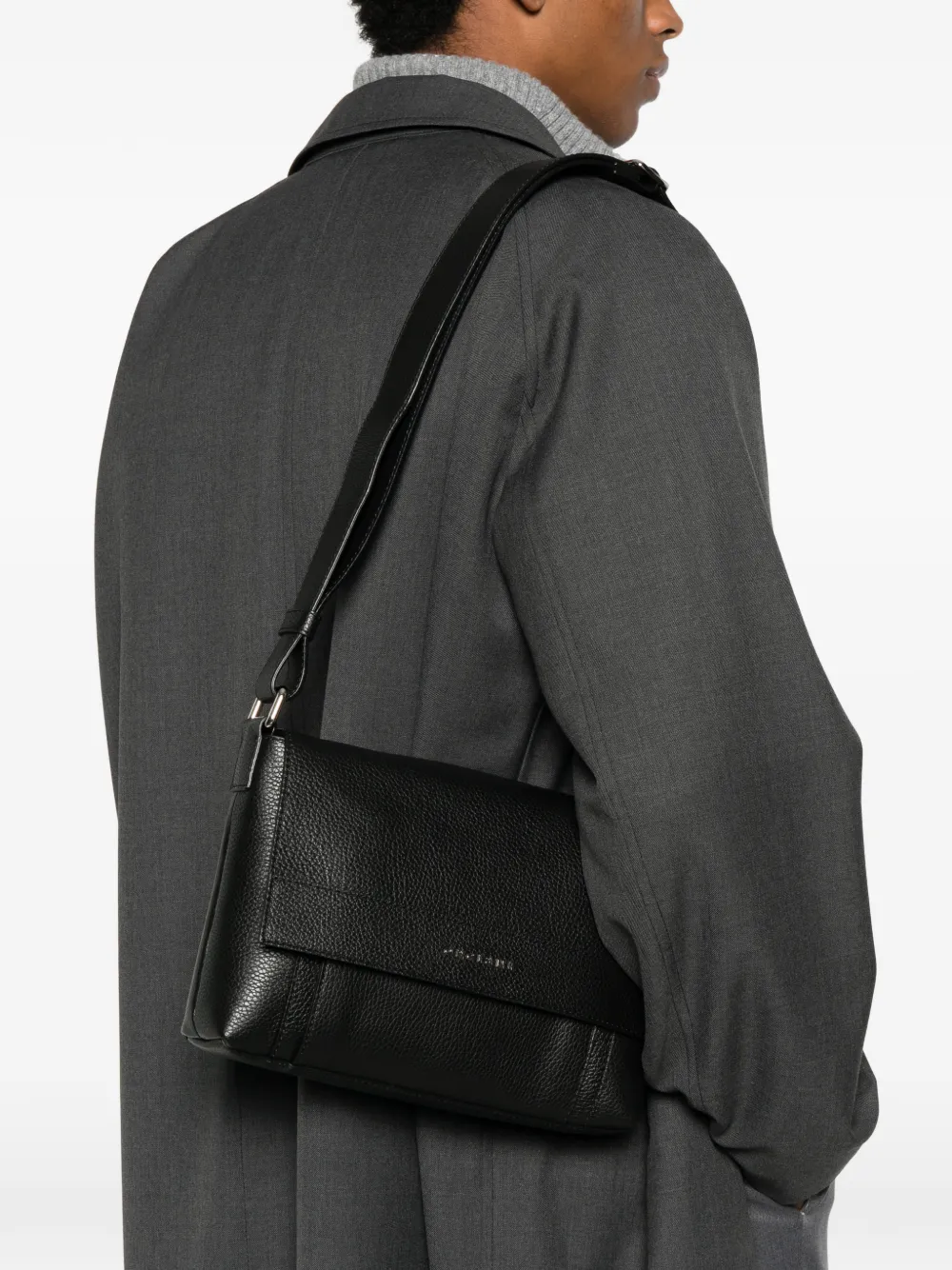 Orciani leather messenger bag - Zwart