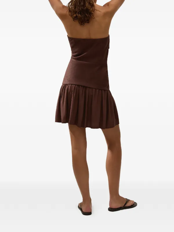 Faithfull The Brand Hedy square-neck Mini Dress | Brown | FARFETCH