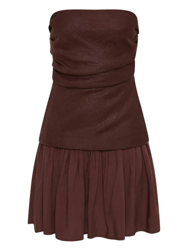 Faithfull The Brand Hedy square-neck Mini Dress | Brown | FARFETCH GE Faithfull The Brand Hedy square-neck Mini Dress | Brown | FARFETCH GE