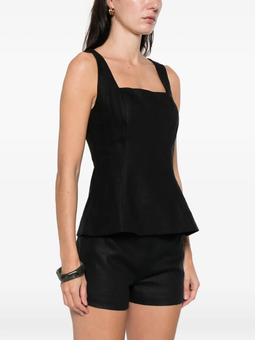 Faithfull The Brand Mina Square-neck Top In Black