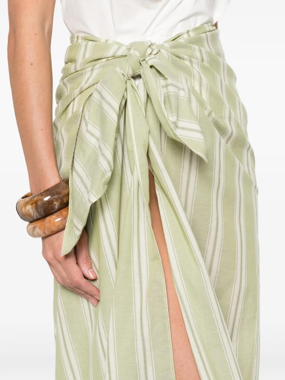 Faithfull The Brand Lomas Ombre Striped Pareo Maxi Skirt In Green
