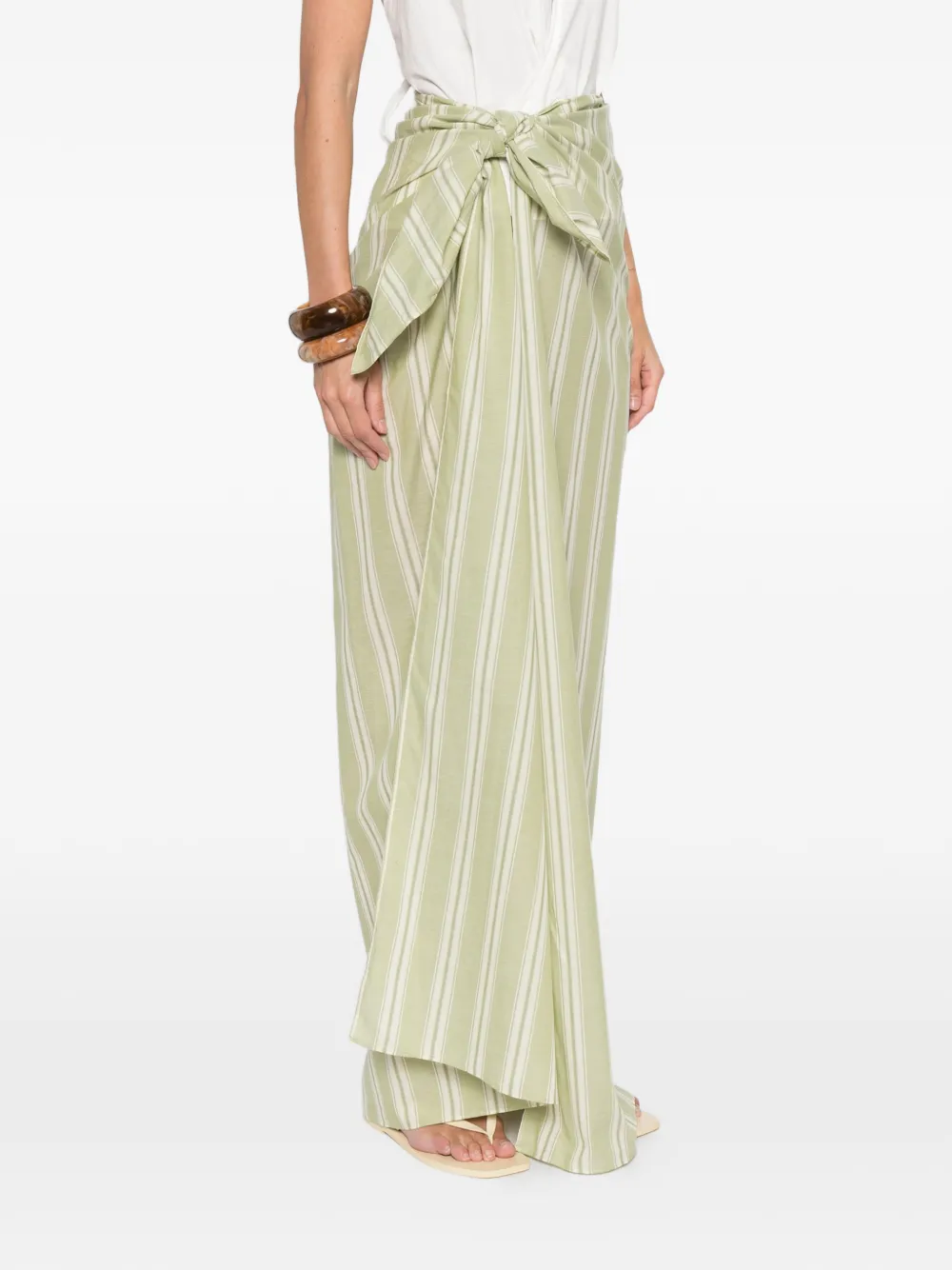Faithfull The Brand Lomas Ombre Striped Pareo Maxi Skirt In Green