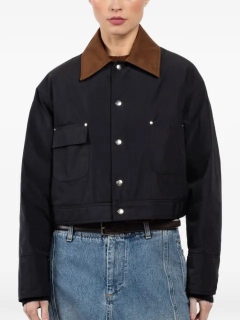 Plan C contrast-collar pocket jacket