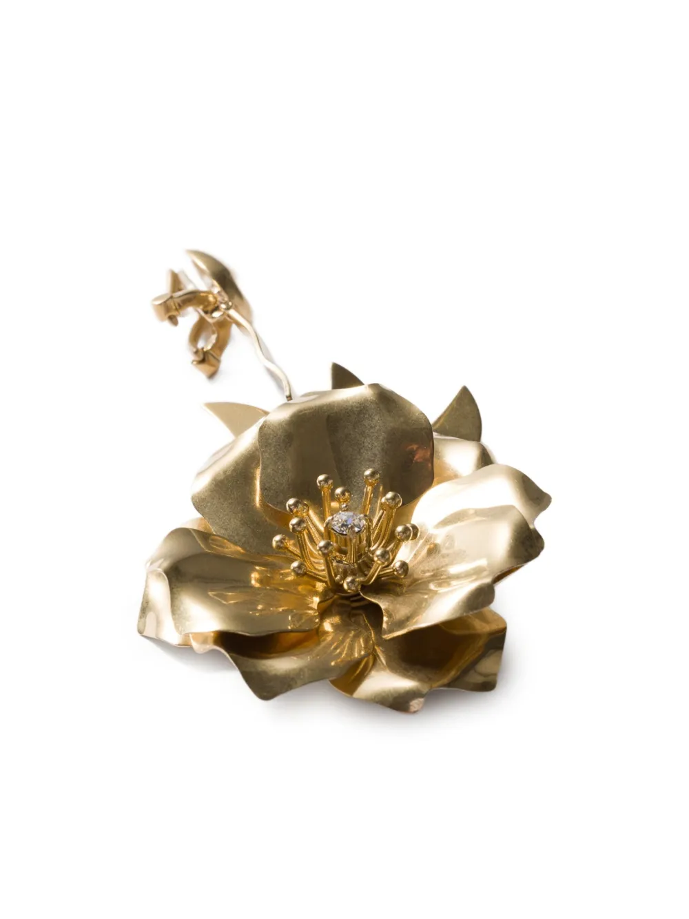  Miu Miu Crystal Flower Earrings - Gold 