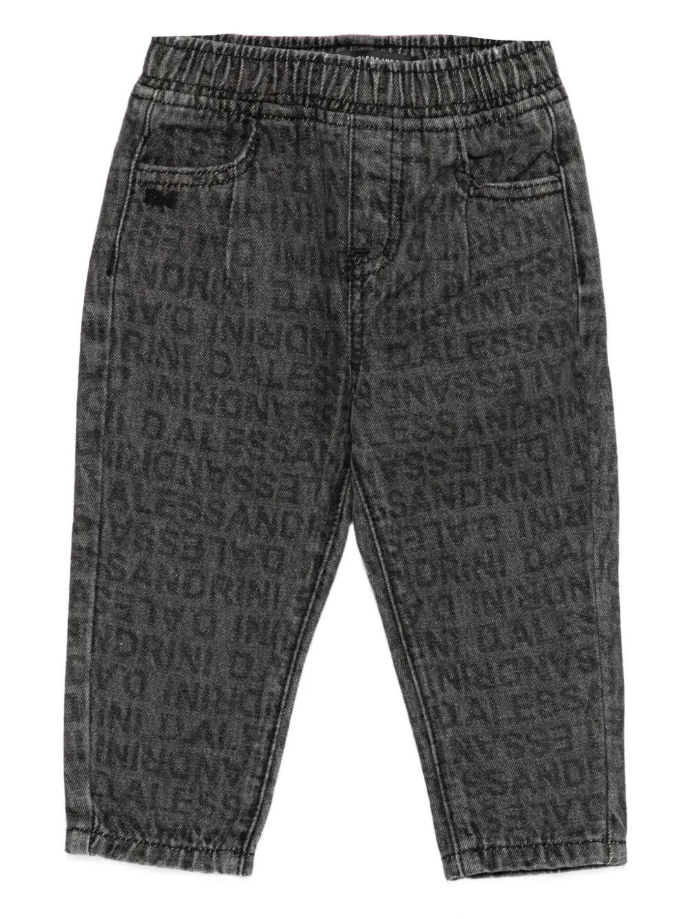 Daniele Alessandrini Kids multilogo elasticated-waist jeans - Nero