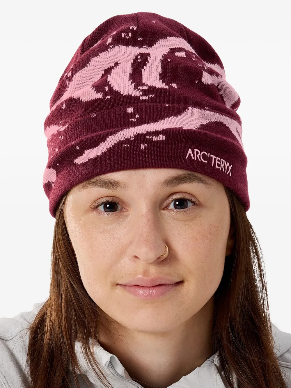 Arc'teryx Grotto Patterned Beanie Hat In Red