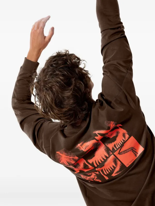 Arc'teryx Kragg SL Logo Graphic long-sleeve T-shirt | Brown | FARFETCH
