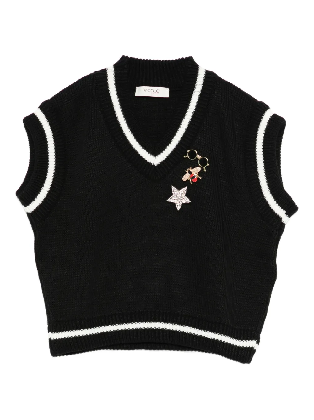 VICOLO v-neck embellished vest | Black | Image 1