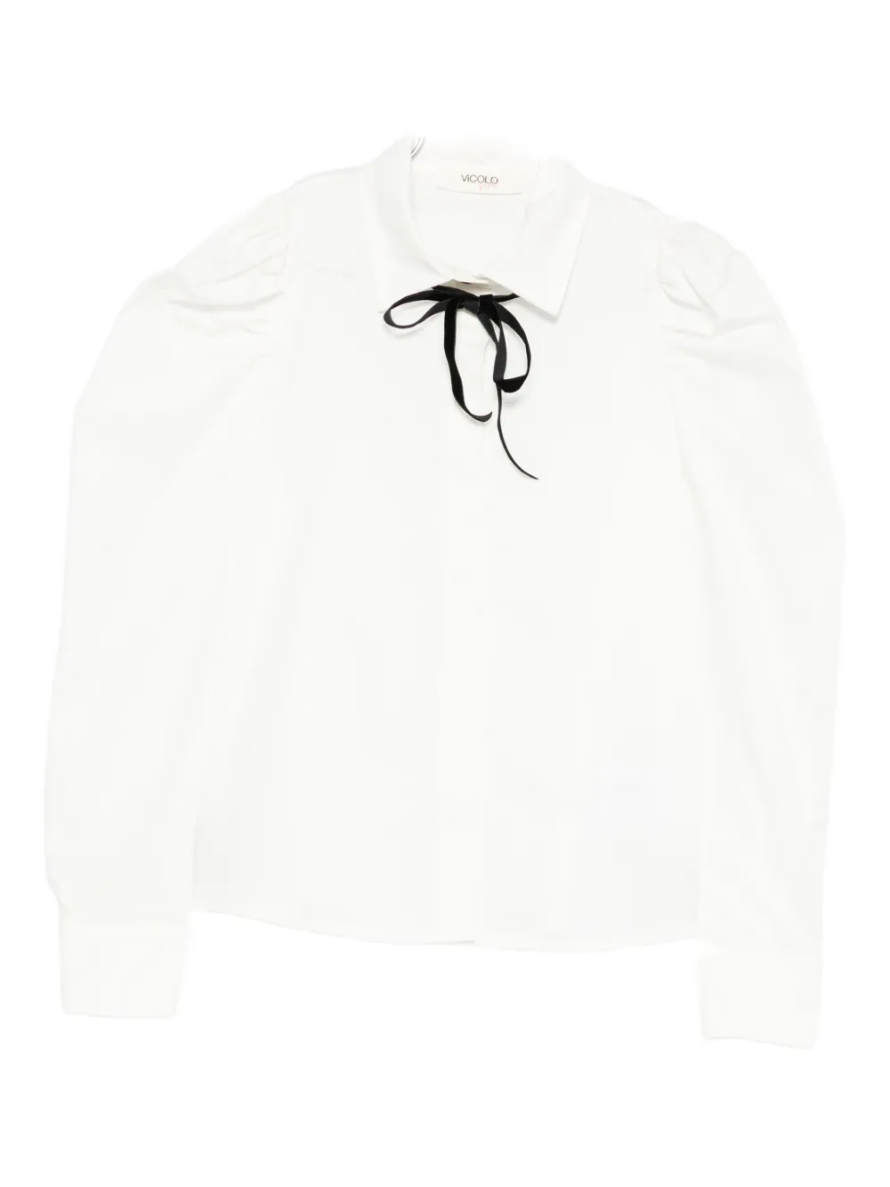 Vicolo Puff-sleeve Bow-detail Blouse In White