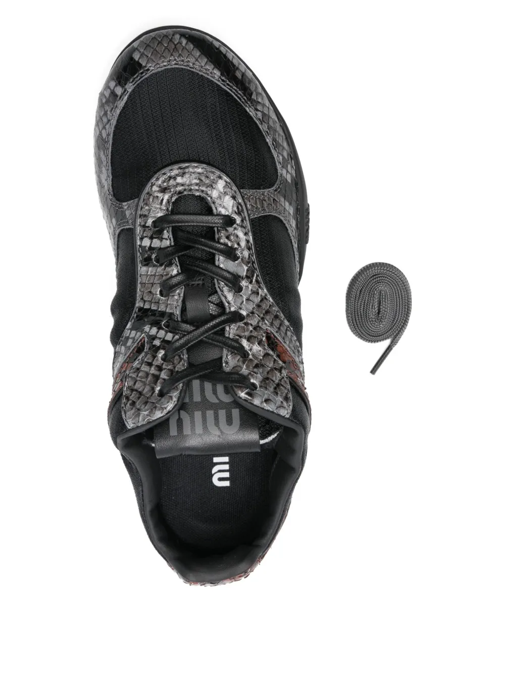 Miu Sneakers met slangenleer vlakken Zwart