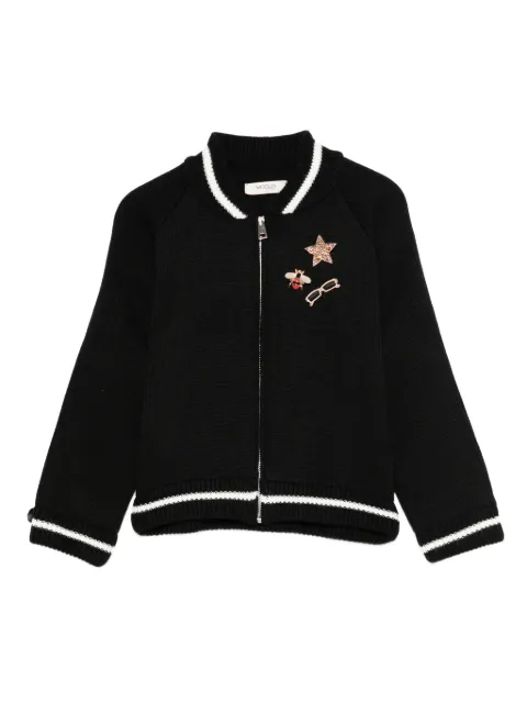 VICOLO striped patch-embellished cardigan