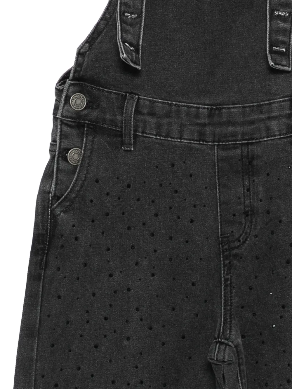 Vicolo Strass-embellished Denim Salopette In Black