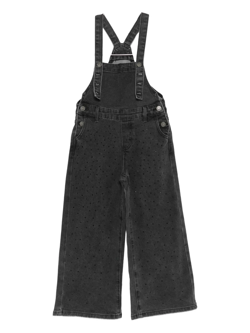 Vicolo Strass-embellished Denim Salopette In Black