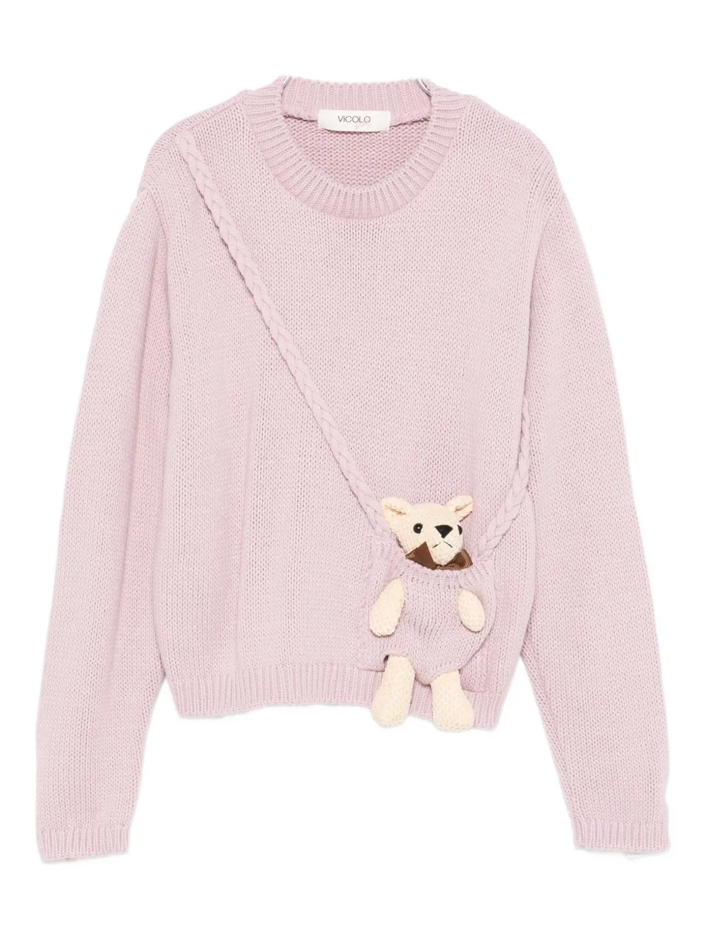 Vicolo Braided Teddy-bear Sweater In Pink