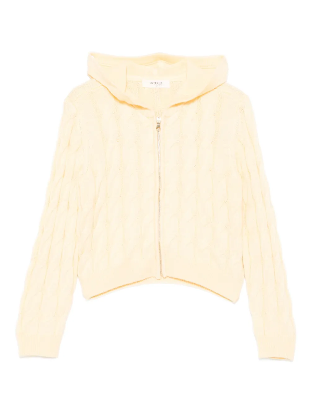 VICOLO cable-knit zipped hoodie - Giallo