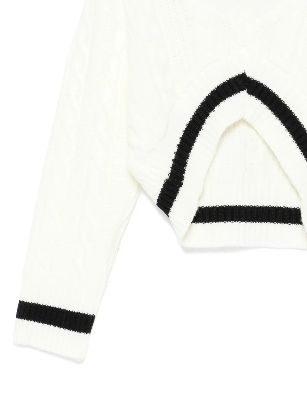 Vicolo V-neck Striped Sweater In White