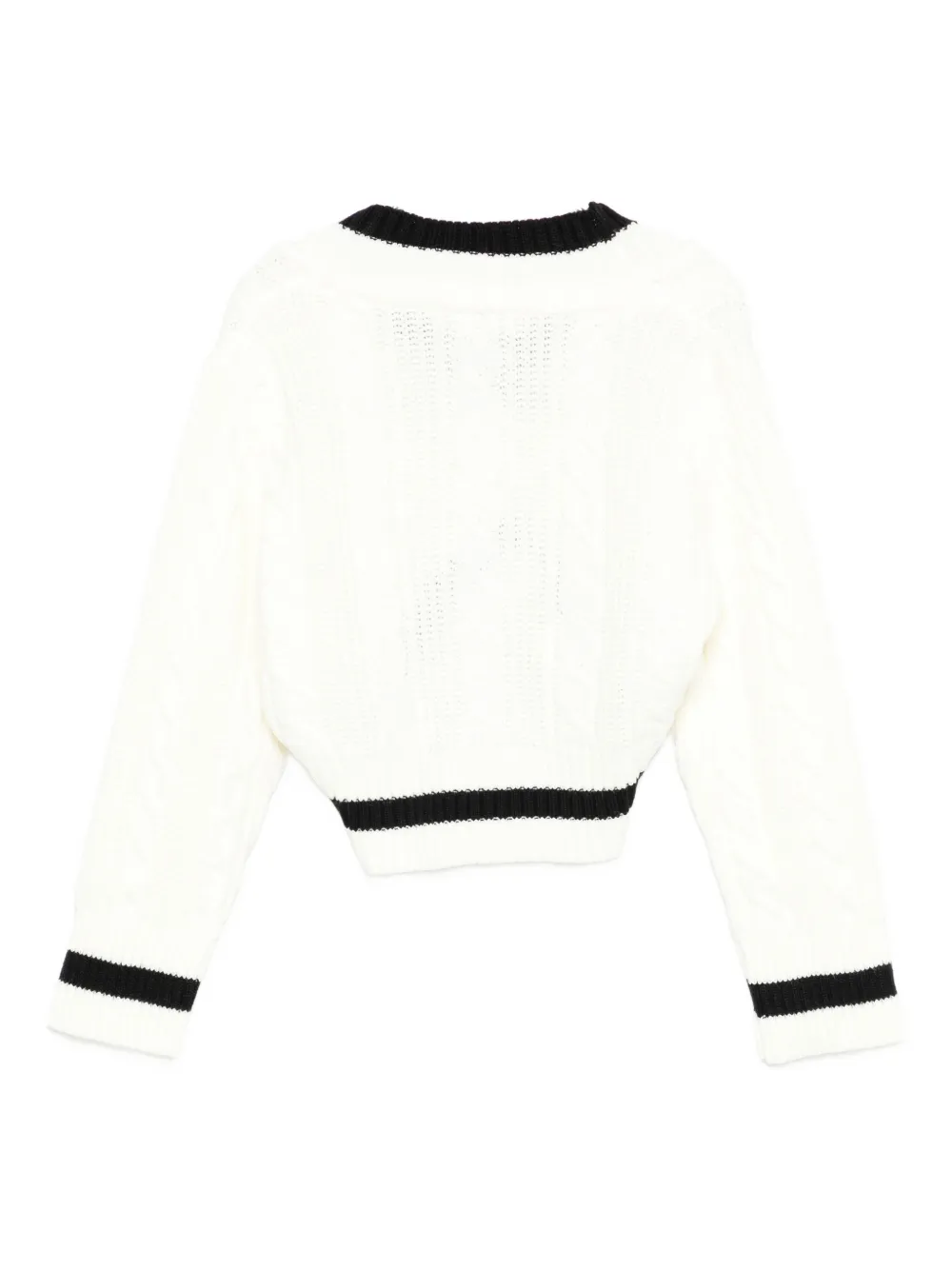 Vicolo V-neck Striped Sweater In White