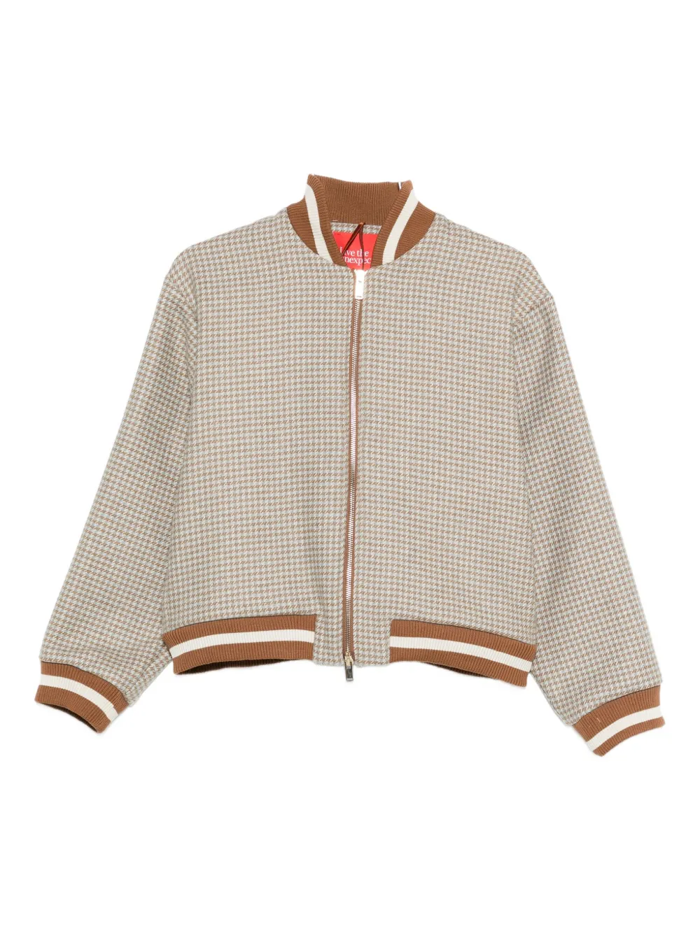 Merci Houndstooth Striped Bomber Jacket In Multi