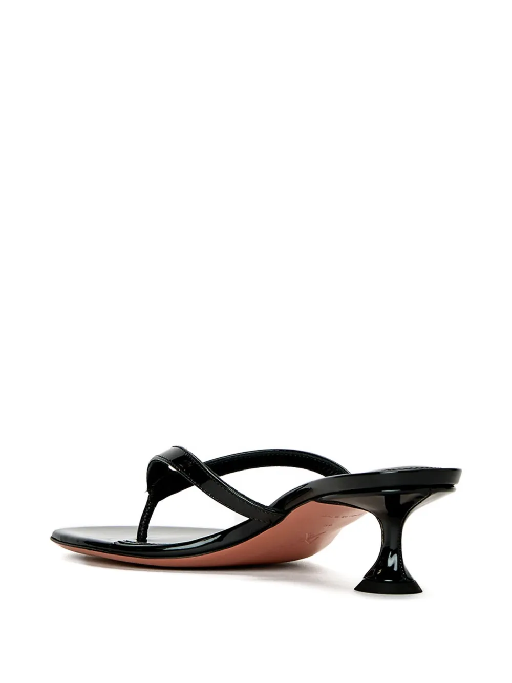 Amina Muaddi Strappy Thong Sandals Kitten Heel In Black