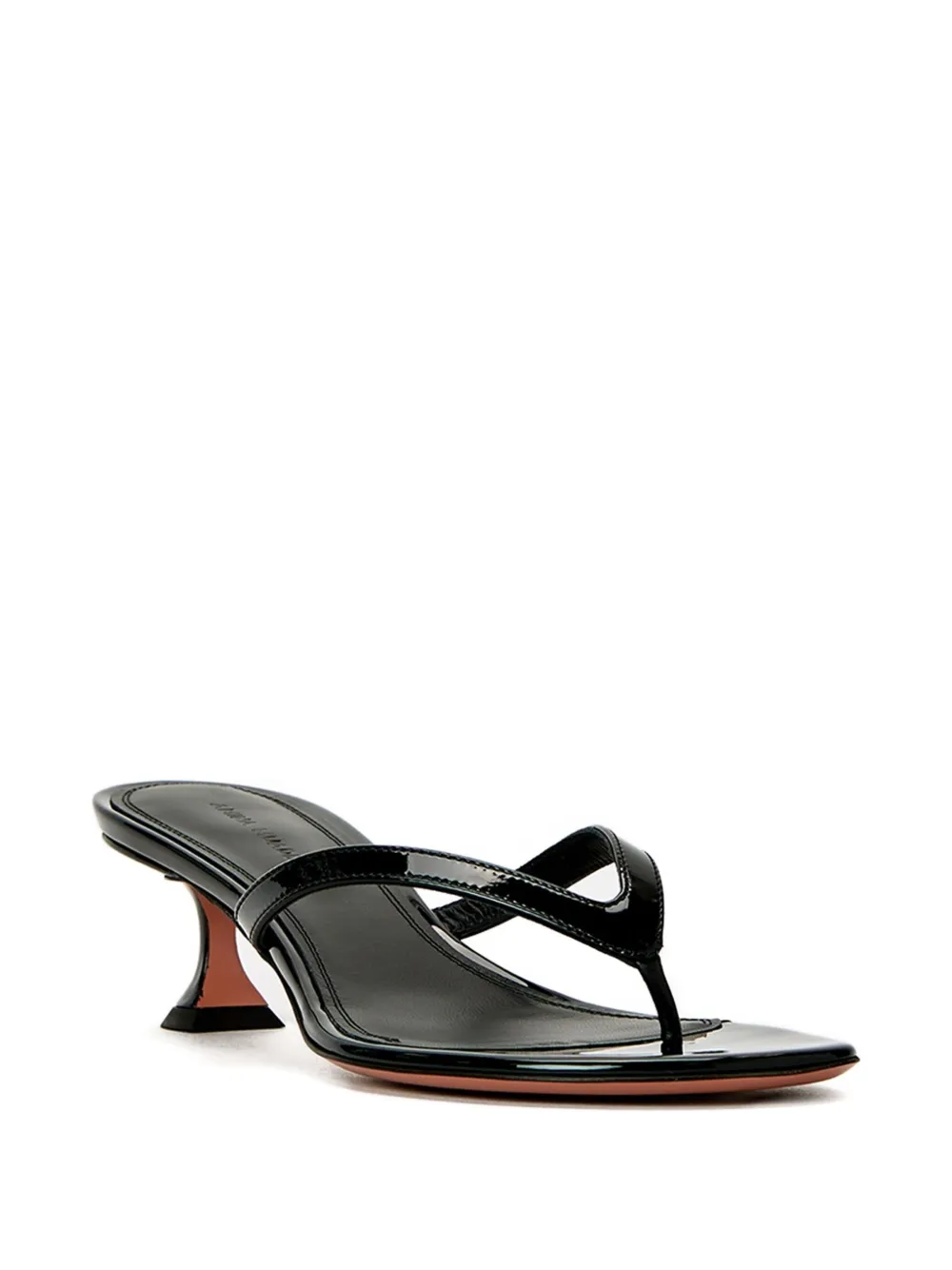 Amina Muaddi Strappy Thong Sandals Kitten Heel In Black