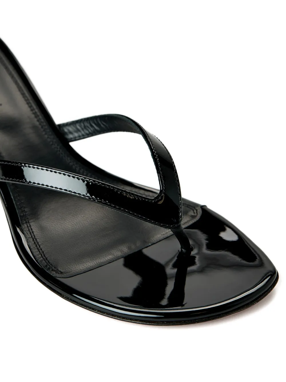 Amina Muaddi Strappy Thong Sandals Kitten Heel In Black