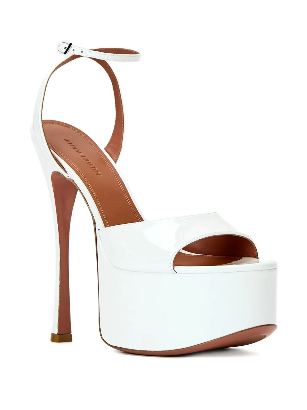 Amina Muaddi 155 mm Aya sandalen met plateauzool Wit