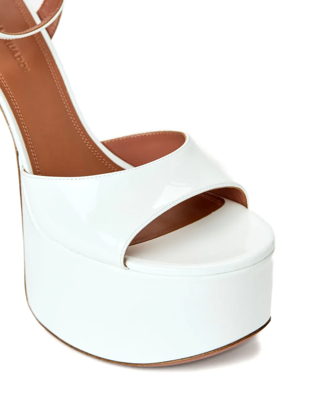 Amina Muaddi 155 mm Aya sandalen met plateauzool Wit