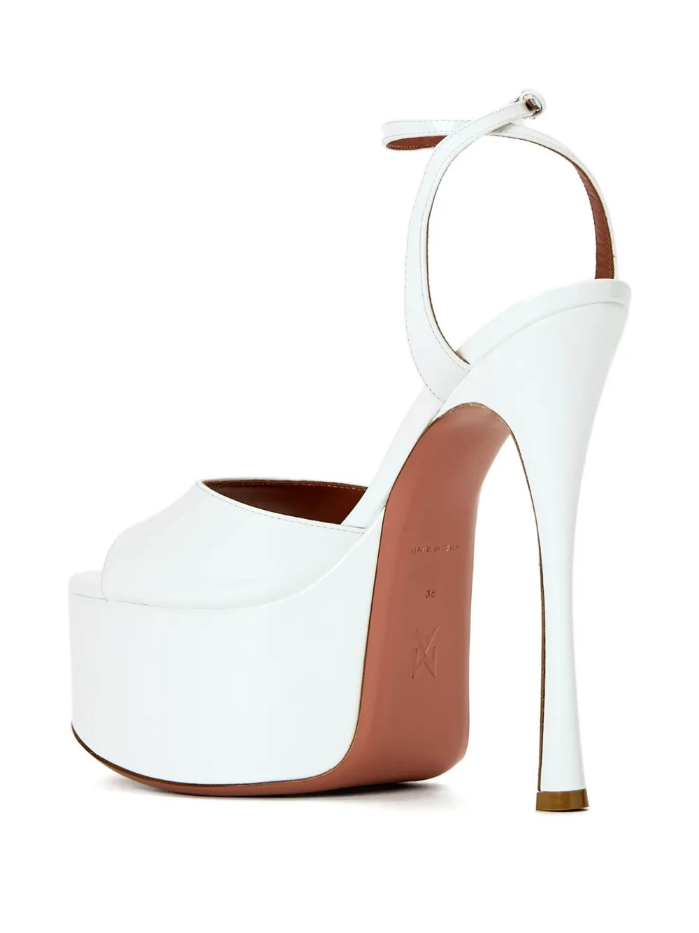 Amina Muaddi 155 mm Aya sandalen met plateauzool Wit