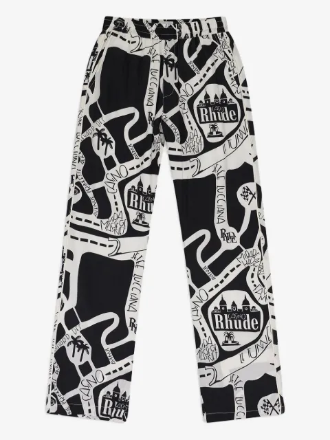 RHUDE pants de seda Strada