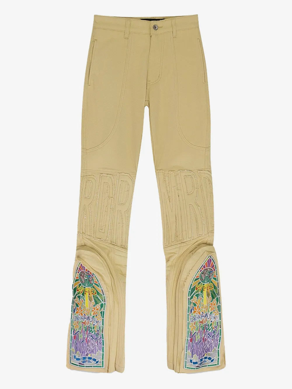 Who Decides War embroidered jeans | Neutrals | Image 1