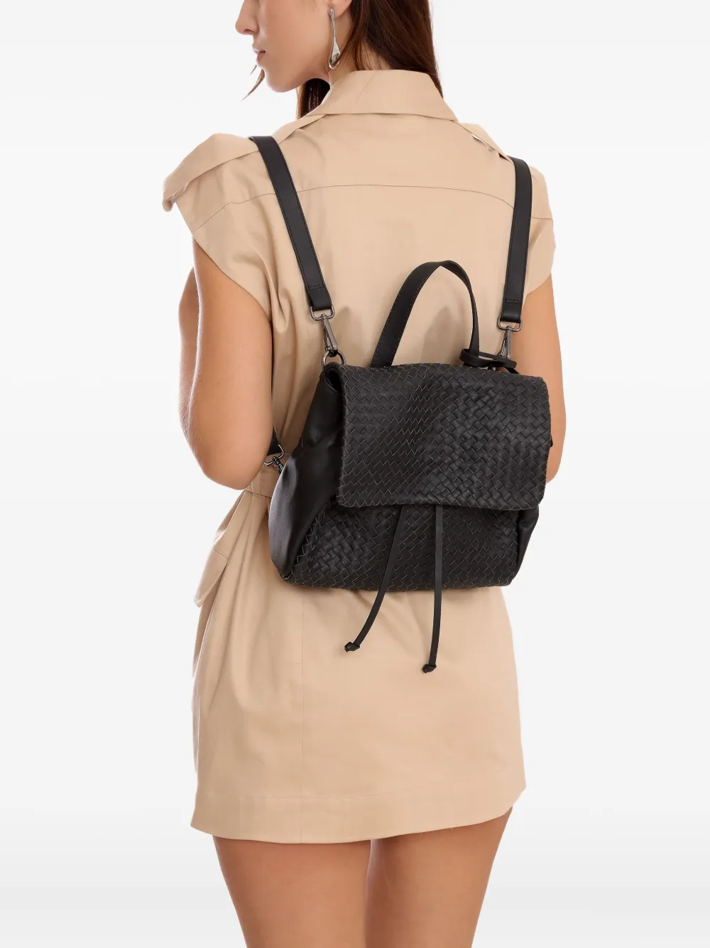 Sarah Chofakian Expresso woven backpack - Zwart