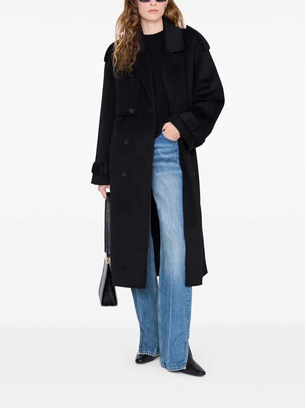 ANINE BING Rickie trenchcoat met ceintuur Zwart