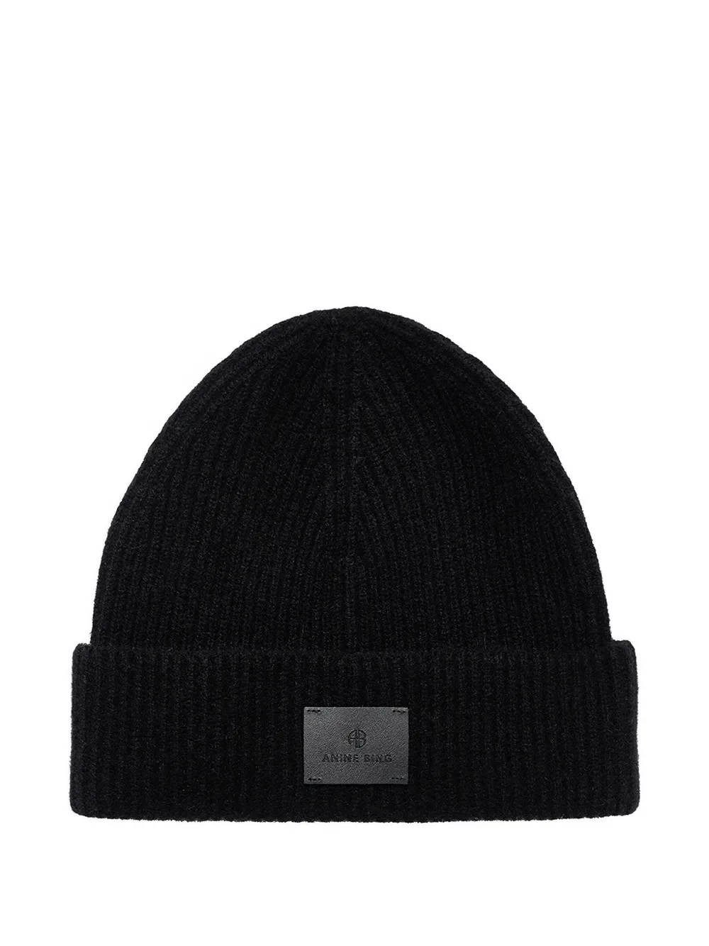 Anine Bing Carley Ribbed Beanie Hat In Black