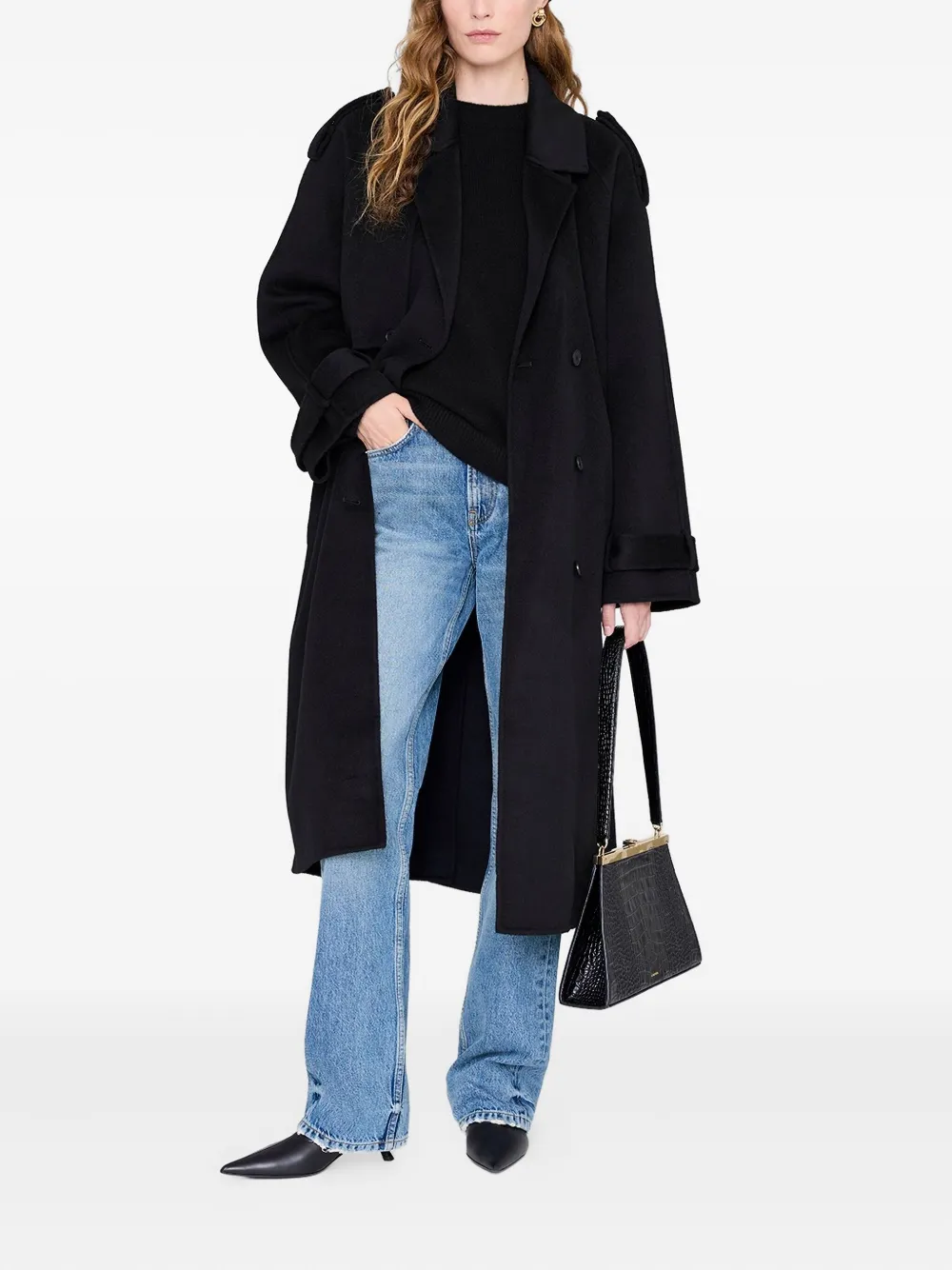 Anine Bing Carley Ribbed Beanie Hat In Black