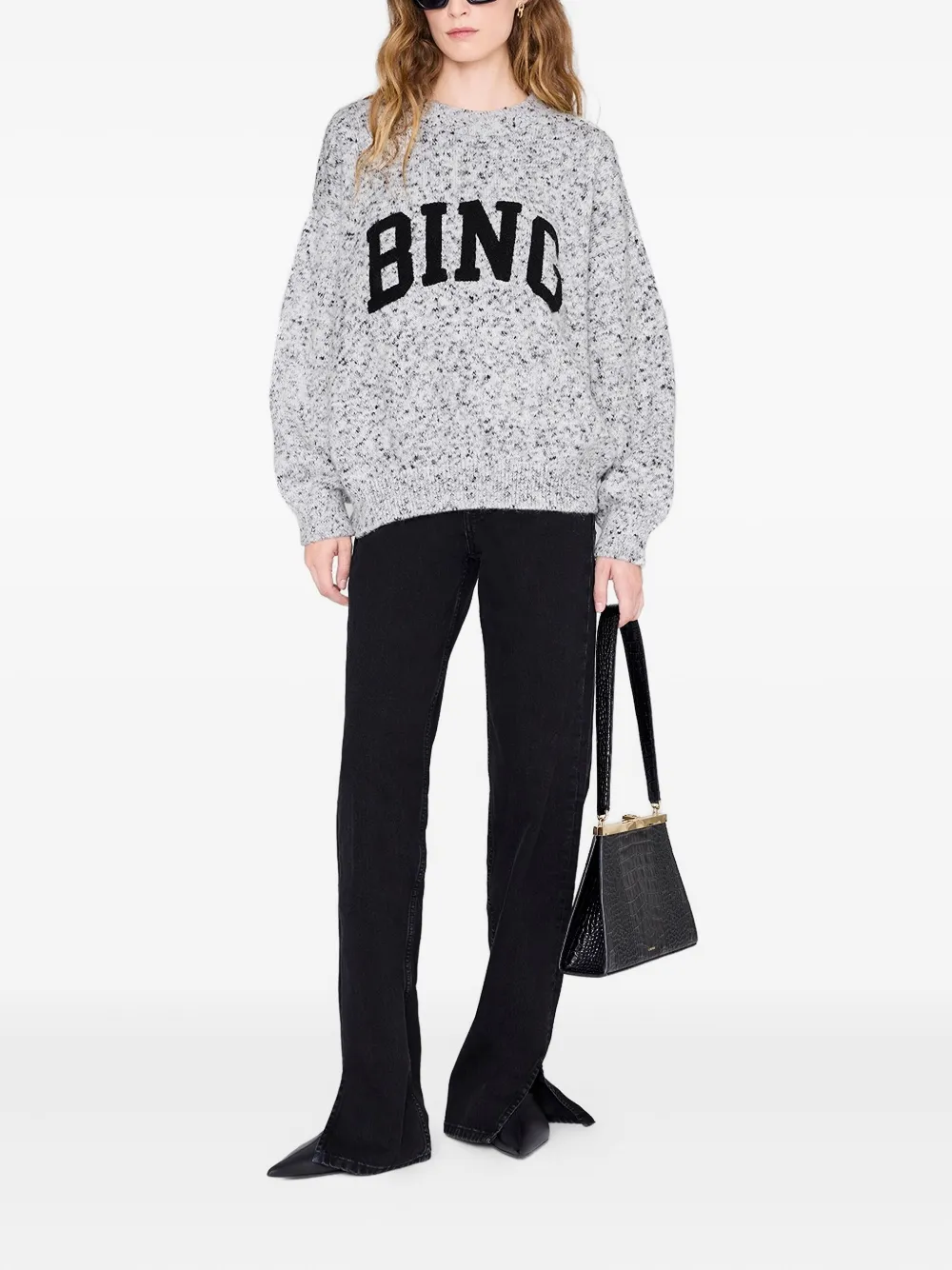 Anine Bing Sydney Crewneck Sweater In Gray