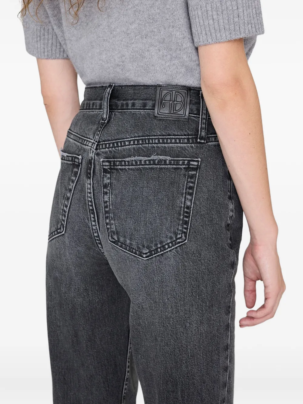 ANINE BING Bruno jeans met logopatch Grijs