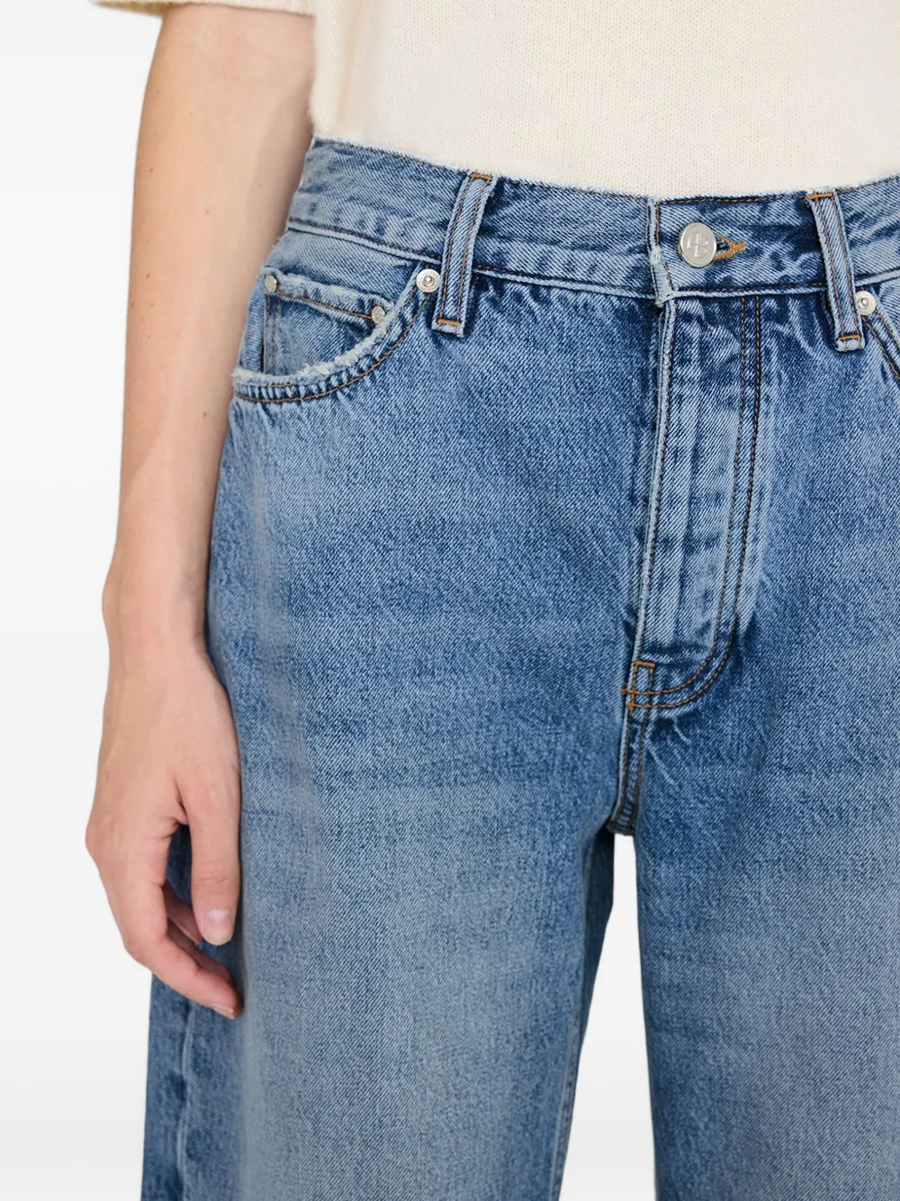 Anine Bing Five-pocket Denim Trousers Featuring Belt Loops In Blue